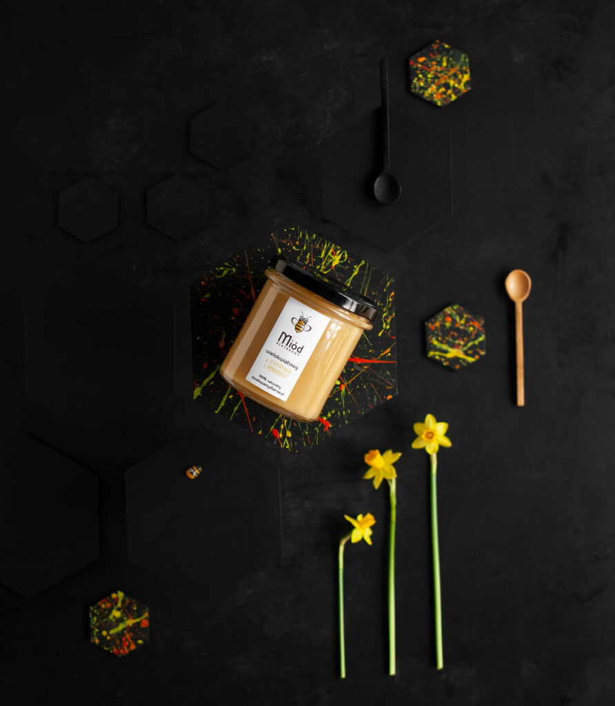 miód z cytryną i imbirem, Mag Bee fotografia produktowa