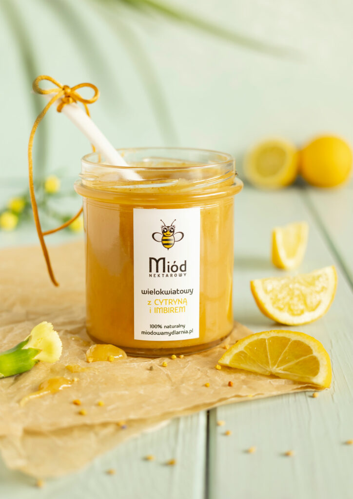 miód z cytryną i imbirem, Mag Bee fotografia produktowa