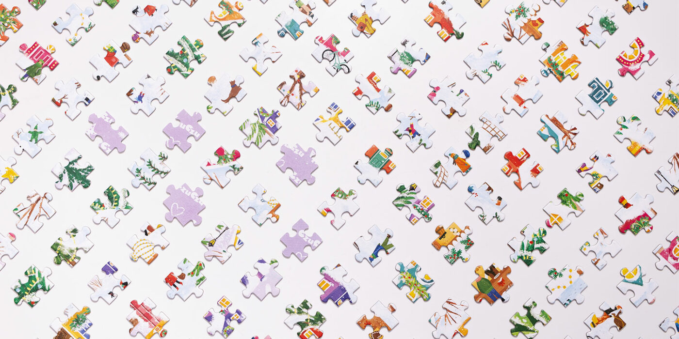 puzzle flat lay, hero banner, Mag Bzzz Fotografia produktowa i animacja poklatkowa